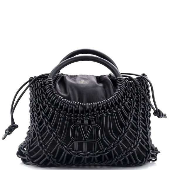 Valentino Garavani Handbags - Valentino Garavani Allknots Shopper Tote Woven Leather Large Black